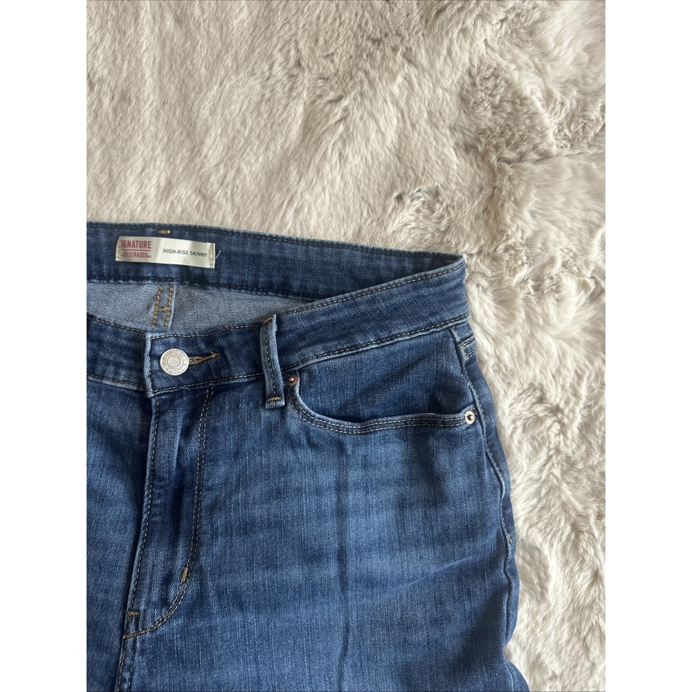 Signature Levi Strauss High Rise Skinny Jeans Women Blue Size W32 L32 - Picture 8 of 14